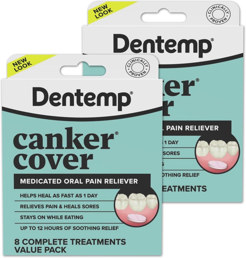 Dentemp Canker Cover - Canker Sore Medicine Pain Reliever - Canker Sore Treatment to Relieve Canker Pain, Mouth Sores & Mouth Irritation - Fast Acting Canker Sore Relief Tablets for Adults (16 Count) - Image 1